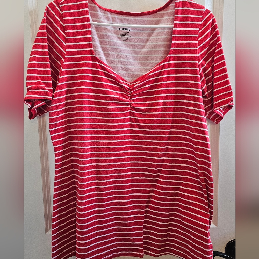 Torrid Red and White Striped Top - Picture 3 of 7